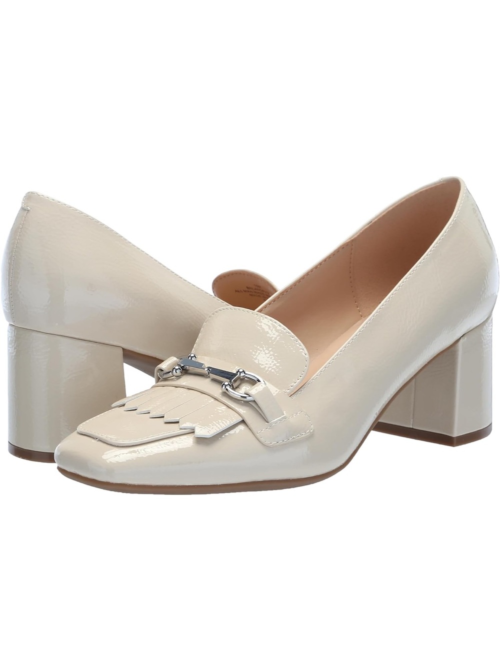 BANDOLINO Women’s Landrys Square Toe Block Heel Loafer Pumps, Ivory, 6M